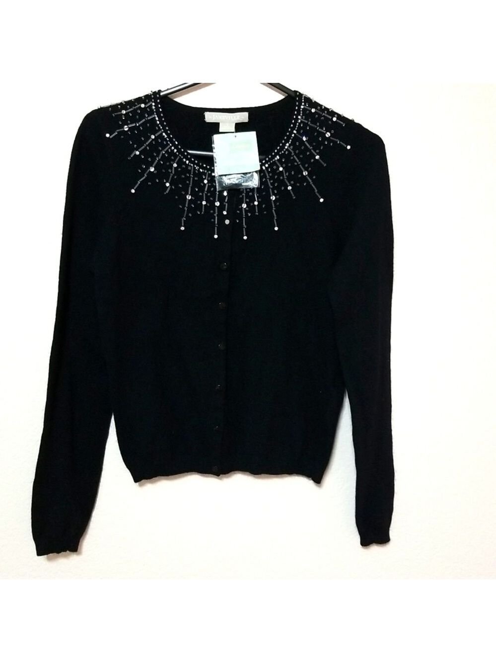 Janeville embellished cardigan, size Small, black ,New with tags.